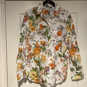 Classic-fit cotton poplin popover top in Ratti® tropical floral size 4 EUC